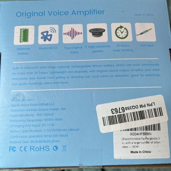 Voice Amplifier Portable for Teachers, Coaches : Black Microphone Rechargeable - Picture 3 of 4